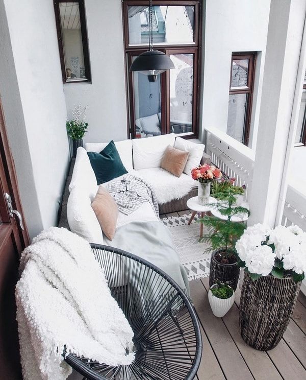 Departamento moderno pequeño de 1 recámara: balcón con sala exterior